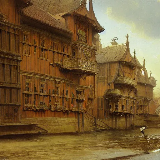 Image similar to detailed painting of a pod architecture, filigree ornaments, andreas achenbach