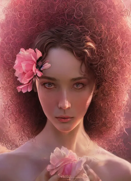 Image similar to stunningly beautiful face, prima ballerina in rose garden, symmetrical face, tutu, golden hour, smooth, focus, highly detailed, hyper realistic, dramatic lighting, elegant, intricate, concept art, art by wlop, mars ravelo, greg rutowski, artstation