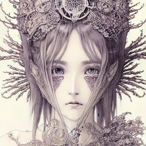 Image similar to prompt: Fragile looking vessel portrait soft light drawn by Vania Zouravliov and Takato Yamamoto, inspired by Evangeleon Anime, magical and alchemical weapons, soft light, white background, intricate detail, intricate ink painting detail, sharp high detail, manga and anime 2000