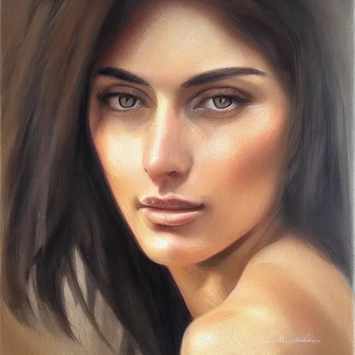 Image similar to beautiful italian woman in tuscany, oil painting, artstation, photorealistic