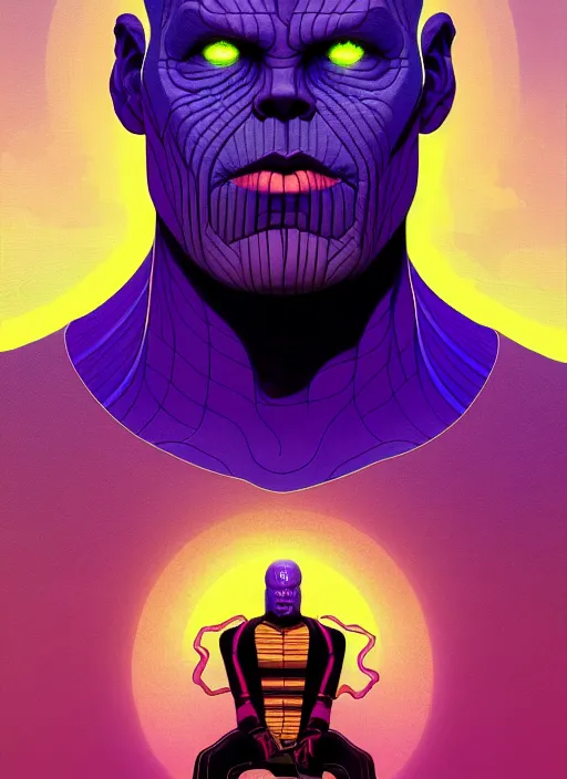 Prompt: symmetry!! stunning portrait of thanos, purple skin, by victo ngai, kilian eng vibrant colors, dynamic lighting, digital art, winning award masterpiece, fantastically beautiful, illustration, aestheticly inspired by beksinski and dan mumford, upscale with simon stalenhag work, artstation, 8 k