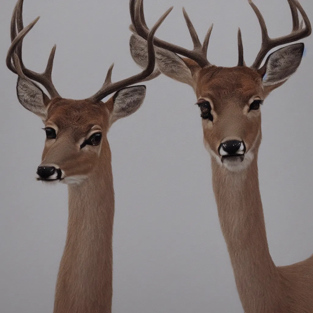 Image similar to a calming painting of a deer. deer portrait. symmetric. trending on artstation