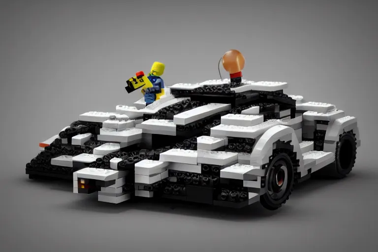 Image similar to Porsche made out of Lego, octane render, studio light, 35mm,