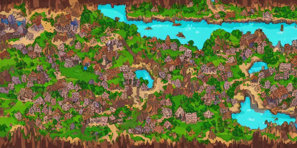 Image similar to a high detailed fantasy village vector art an aerial view of a cartoonish rpg village by dungeondraft, dofus, patreon content, hd, straight lines, vector, grid, dnd map, map patreon, fantasy maps, foundry vtt, fantasy grounds, aerial view, dungeondraft, tabletop, inkarnate, dugeondraft, roll 2 0