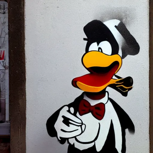 Image similar to donald duck by banksy,