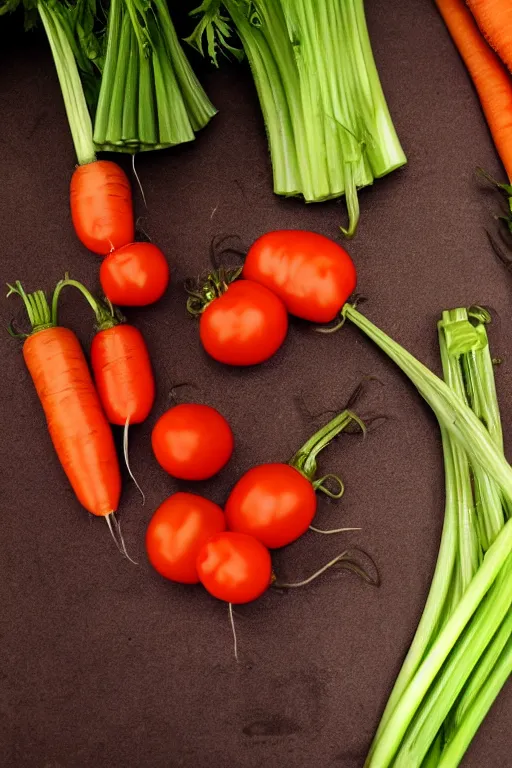 Image similar to portrait of rabbit, demon eyes, dracula fangs! haunted house, celery tomatoes carrots in background