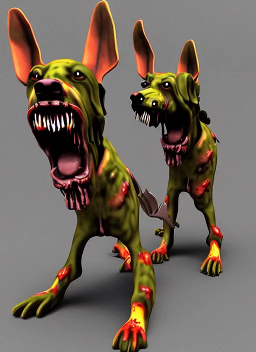 Prompt: 3 d digital art zombie dogs at war