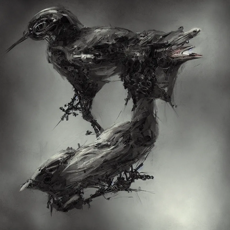 Image similar to a robotic bird, digital painting, digital art, beautiful, cinematic, 4 k, ultra hd, art by ben templesmith