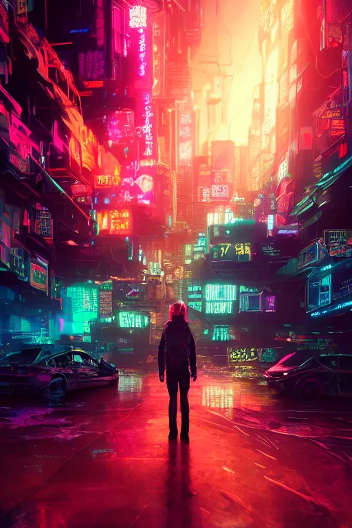 Image similar to the last day of earth art by wlop, artgerm, liam wong, cyberpunk, neon, intricate details, trending on artstation, sharp focus, caustics, octane render, radiant light, 4 k