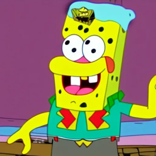 Image similar to Mads Mikkelsen as Spongebob Squarepants, Krusty Krabs, Animated, in focus, colorful, hyper realistic