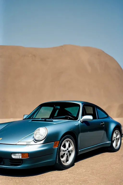 Prompt: Photo of a Porsche 911 Carrera 3.2 parked in front of a Prada Store in the desert, daylight, award winning, high resolution, cinestill 800t.