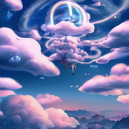 Image similar to this is a beautiful surreal scenery artwork from pixiv. it includes which is from a series of let me live as a cloud computing. insanely detailed, artstation!! pixiv!! infinitely detailed