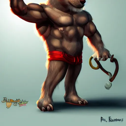 Prompt: a large buff anthropomorphic rat with muscular arms, furry art, anthropomorphic rat, digital painting, artstation, character pin - up, 4 k