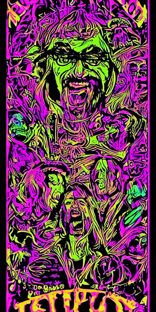 Image similar to a psychedelic black-light poster for a little band I like to call... the Grateful Dead!