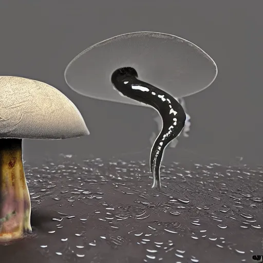 Prompt: an alien mushroom with tentacles, oozing black goo, melty, drippy, unreal engine