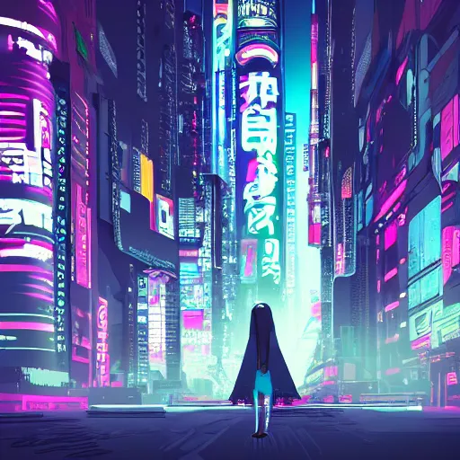 Prompt: cyberpunk character in abstract neon tokyo composition, dark and mysterious, very detailed, very realistic