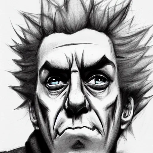 Image similar to rick sanchez fusain charcoal sketch artstation deviant art shinkai