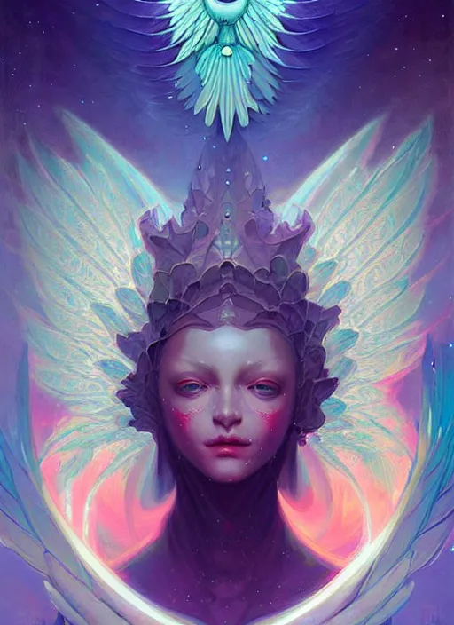 Image similar to symmetry!! cancer!!!! highly detailed, high contrast, light reflection, delicate patterns with feather texture, shining angel sword, trippy, nebula, trending on art station by artgem, by peter mohrbacher, by wlop, by ruan jia