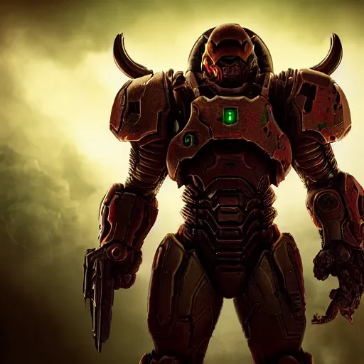 Image similar to doom slayer from doom eternal, photography