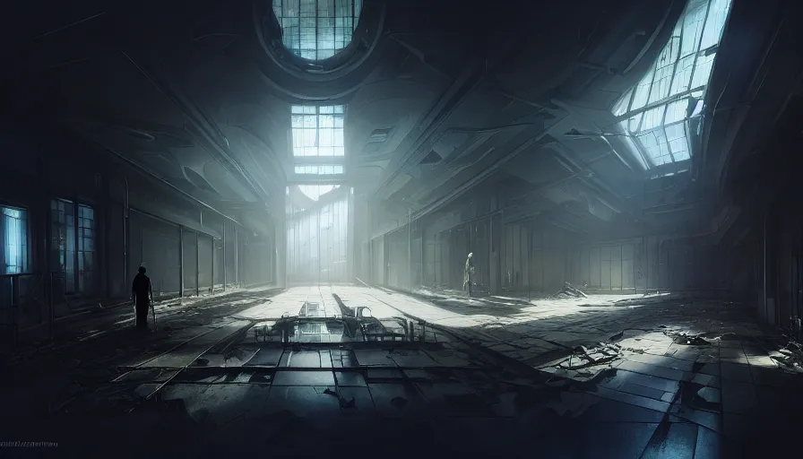 Prompt: high tech nomands exploring abandoned laboratory from the future, scifi, dark scifi, space horror, light, shadows, reflections, steam, epic composition, intricate, elegant, volumetric lighting, digital painting, highly detailed, artstation, sharp focus, illustration, concept art, ruan jia, steve mccurry