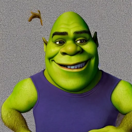 Image similar to shrek with a stretched out face