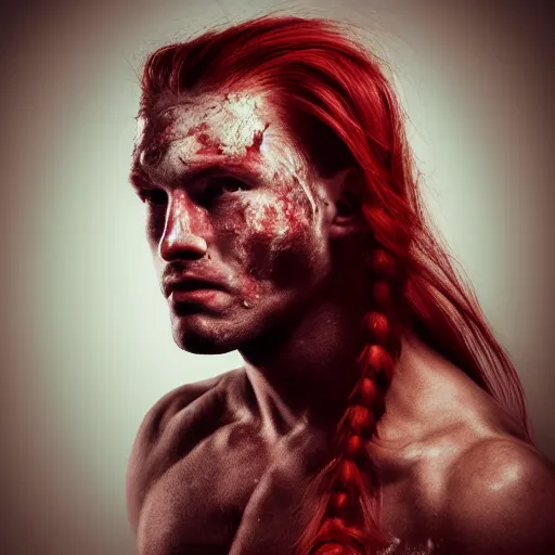 portrait, 30 years old man :: red hair ponytail :: | Stable Diffusion |  OpenArt