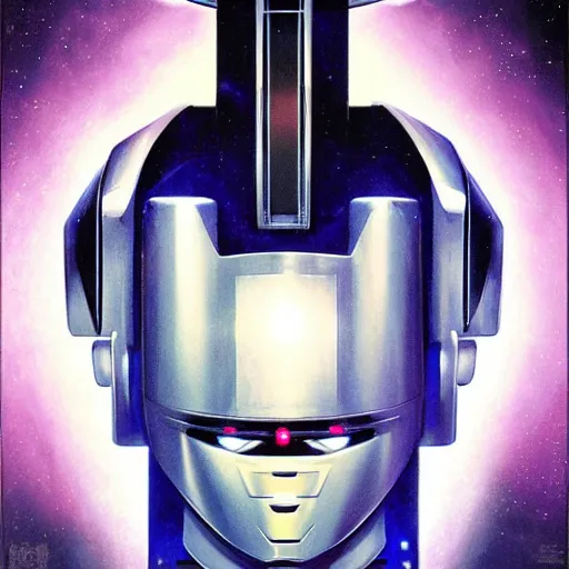 Prompt: portrait of a mecha robot, symmetrical, movie poster art by drew struzan,