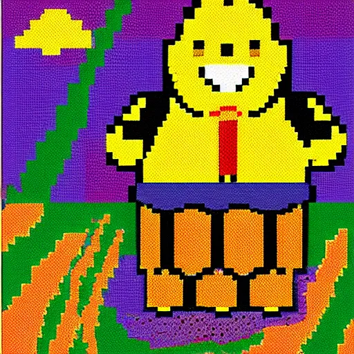Prompt: yellow submarine pixel art