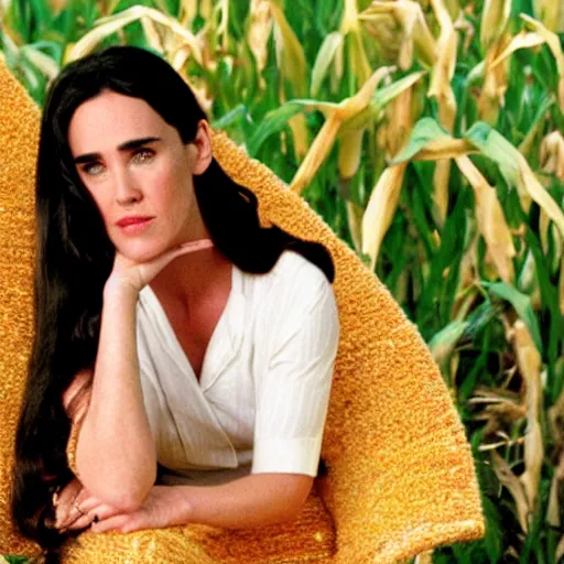 Prompt: jennifer connelly as a corn chair