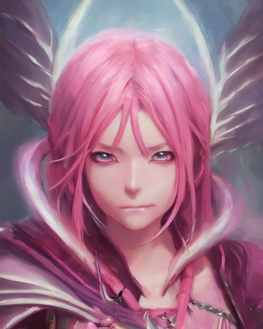 Prompt: an anime portrait of the pink sorceress of hearts from skyrim, by stanley artgerm lau, wlop, rossdraws, james jean, andrei riabovitchev, marc simonetti, and sakimichan, trending on artstation