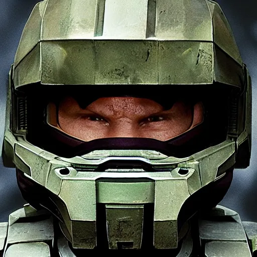 Image similar to master chief face, no helmet