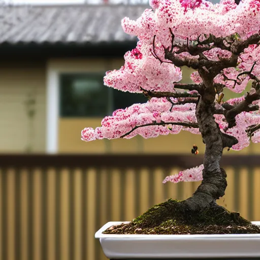 Prompt: photo of time lapse sequence of a sakura seed growing into a sakura bonsai tree