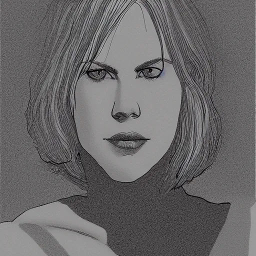 Image similar to “ nicole kidman retro minimalist portrait by jean giraud, moebius starwatcher comic, 8 k ”