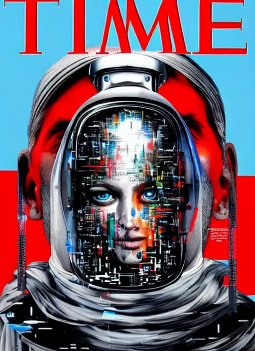 Image similar to TIME magazine cover, the coming AI singularity, by Chevrier, 4k