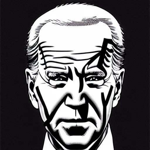 Image similar to Joe Biden looking sinister, by Tsutomu Nihei, highly detailed