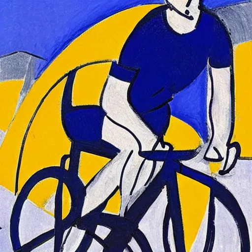 Image similar to jonas vingegaard on his bike in tour de france art by matisse.