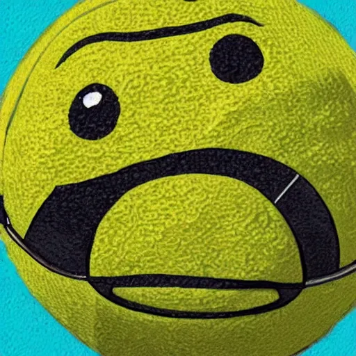 Prompt: emoji smile tennis ball realistic portrait, highly detailed, concept art, sharp focus, illustration