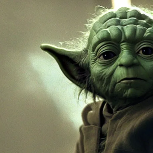 Image similar to a still of Yoda playing batman in the Batman (2022), sharp focus, detailed, centered,