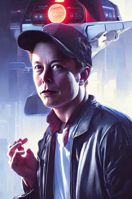 Prompt: elon musk as marty mcfly near cybertruck, realistic portrait, symmetrical, highly detailed, digital painting, artstation, concept art, smooth, sharp focus, illustration, cinematic lighting, art by artgerm and greg rutkowski and alphonse mucha