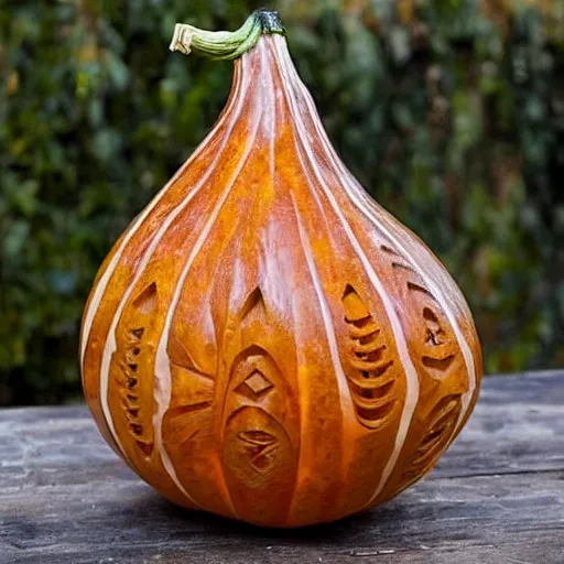Image similar to gourd shaped carved to look like amber heard hybrid mix