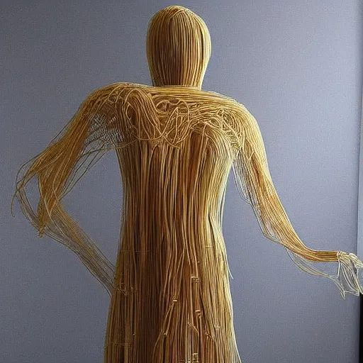 Image similar to a dress made out of spaghetti