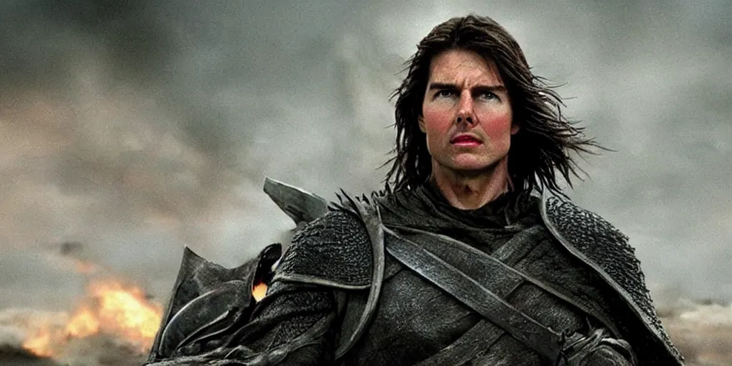 Prompt: ' tom cruise'as the entire army of mordor 9 0 0 0'lord of the rings ', cinematic scene, award winning