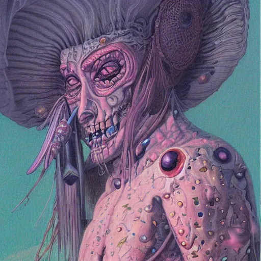 Image similar to original jean giraud art painting, pastel goth aesthetic, creepy kawaii, psychedelic, sabbas apterus