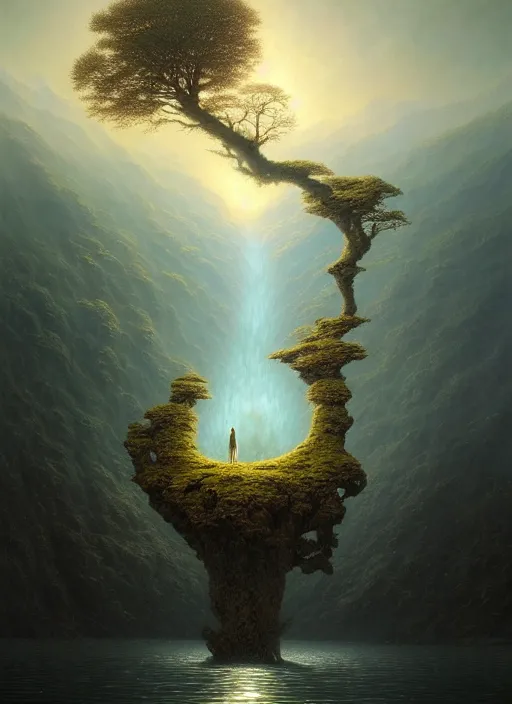 Image similar to a hyper - detailed 3 d render like a oil painting of nature witnessing itself through all conscious life, surrealism!!!!! surreal concept art, lifelike, photorealistic, digital painting, aesthetic, smooth, sharp focus, artstation hd, by greg rutkowski, bruce pennington, valentina remenar and asher duran,