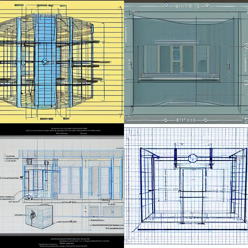 Prompt: Detailed blueprint of a omnidirectional portal