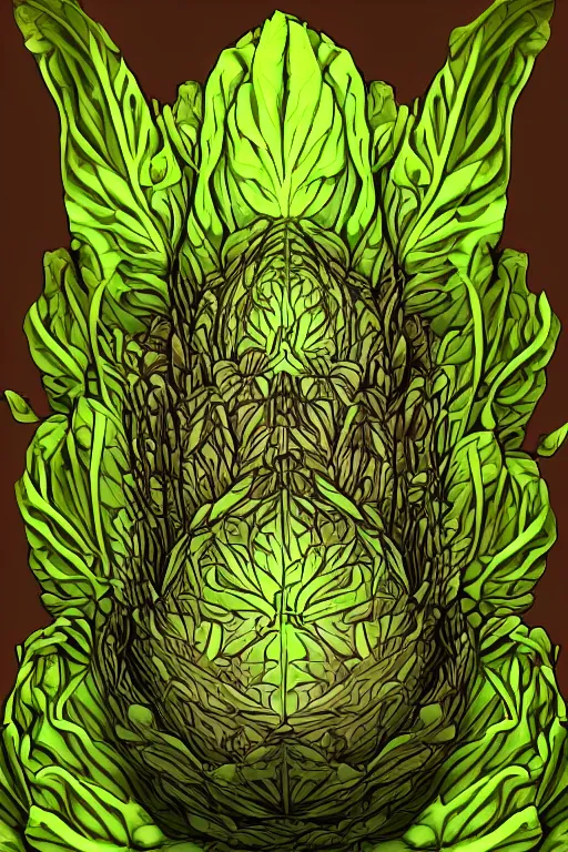 Image similar to cabbage humanoid, symmetrical, highly detailed, digital art, sharp focus, trending on art station, anime art style