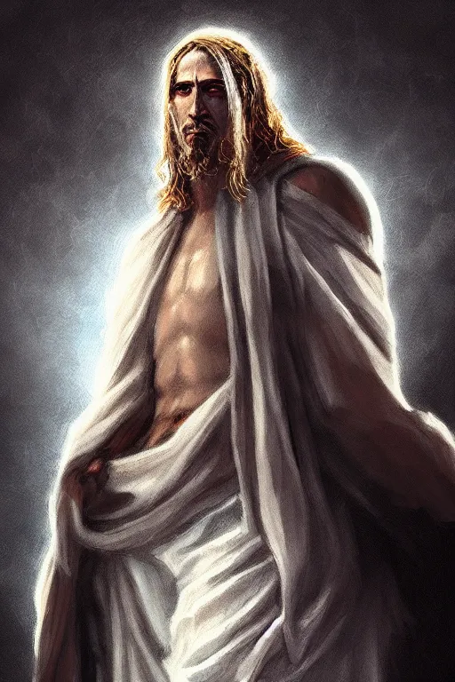 Image similar to a second coming of jesus christ, doomsday, final judgement, grim - lighting, high - contrast, intricate, elegant, highly detailed, digital painting, artstation, concept art, smooth, sharp focus, illustration