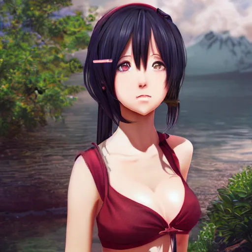 Prompt: a beautiful portrait of an anime girl in a scenic environment, Pixiv 3DCG, Daz Studio