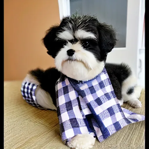 Prompt: shihpoo made of gingham