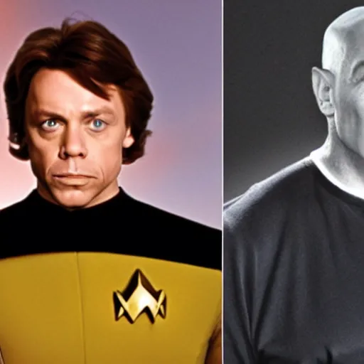 Prompt: mark hamill as captain jean luc picard